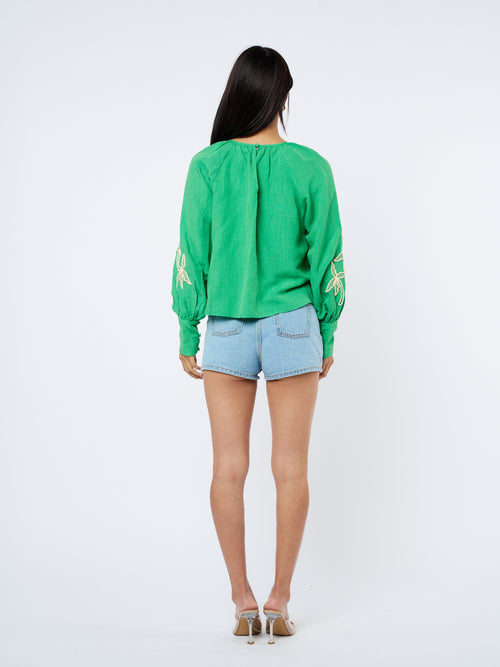 Load image 1 in gallery view. Elsy	Embroidered Raglan Sleeve Top