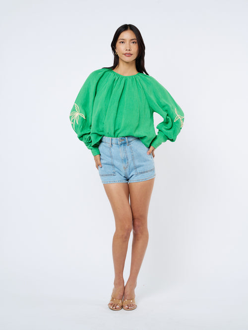 Load image 1 in gallery view. Elsy	Embroidered Raglan Sleeve Top