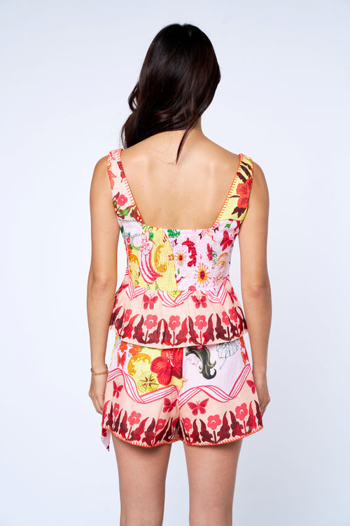 Load image 1 in gallery view. Larissa Floral Print Linen Blend Top