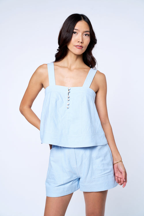 Cargar la imagen 1 en la vista de la galería. Jaclyn Topstitch Cotton Blend Top