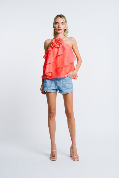 Load image 1 in gallery view. Shiori Floral Ruffle Halter Top