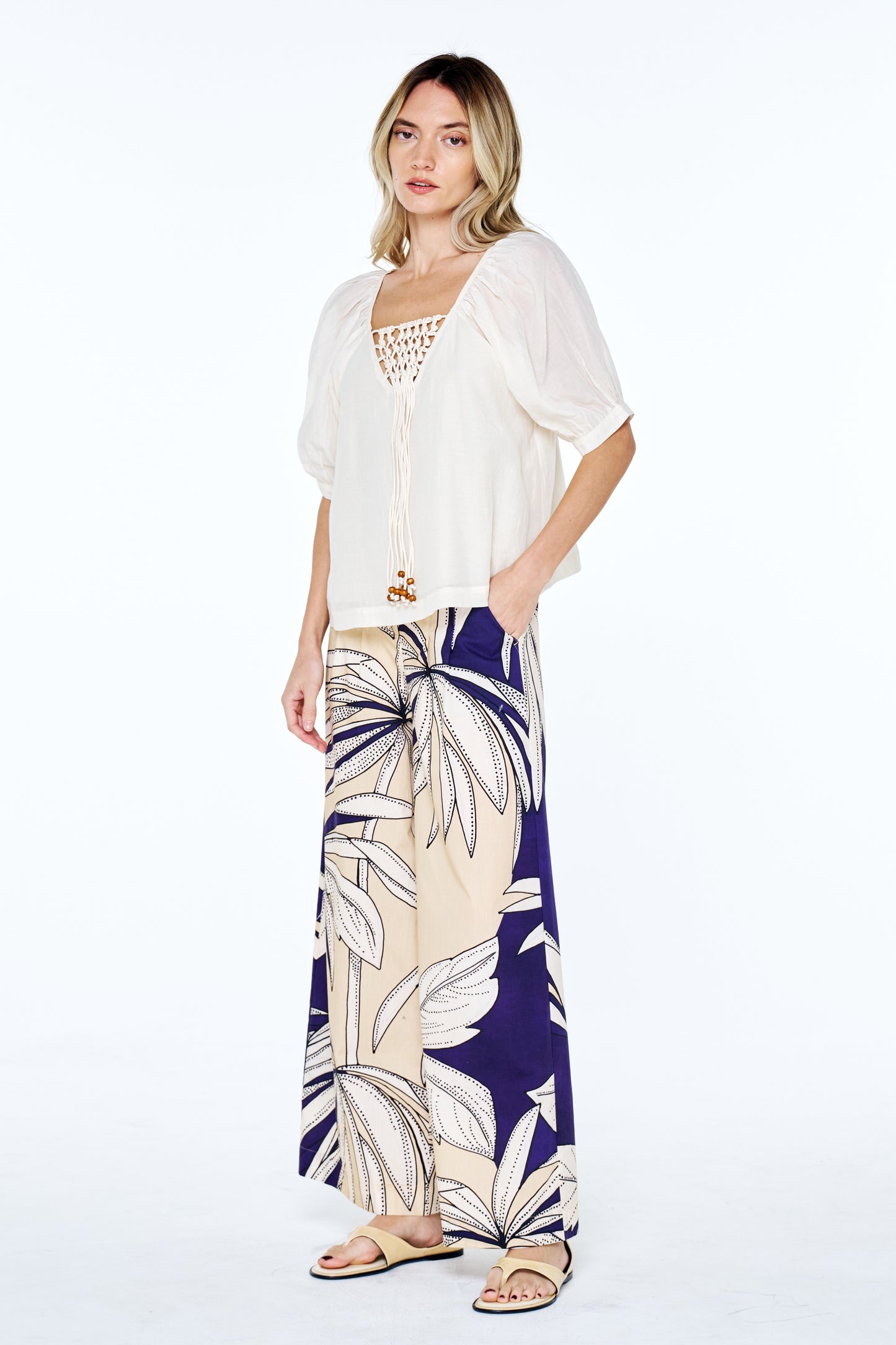 Mazie Crochet Fringe Plunge Neckline Top