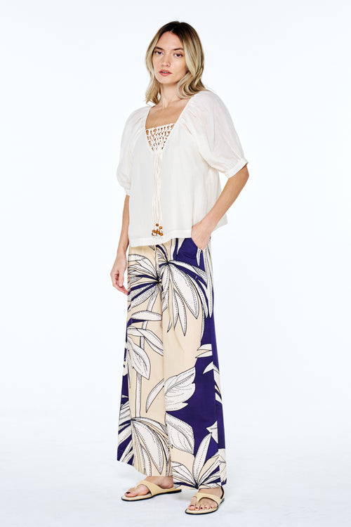 Load image 1 in gallery view. Mazie Crochet Fringe Plunge Neckline Top