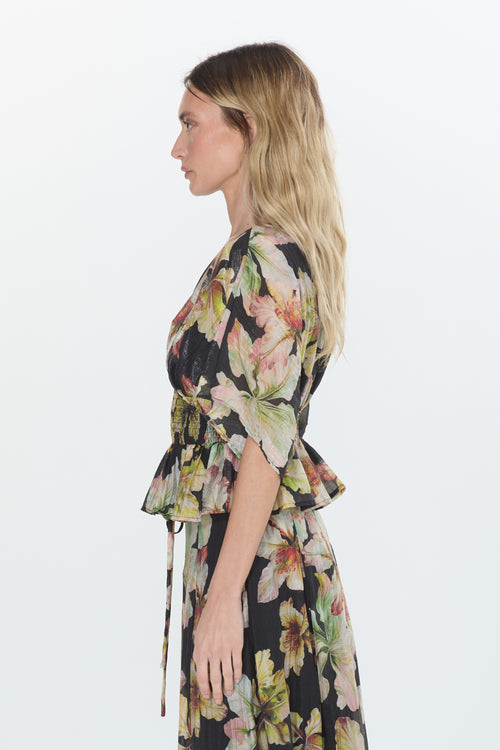 Cargar la imagen 1 en la vista de la galería. Riviera Floral Print Smocked Waist Top