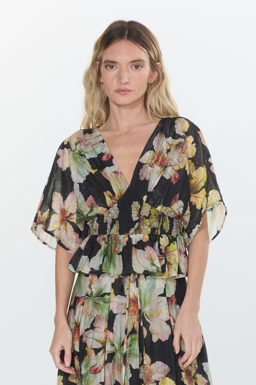 Cargar la imagen 1 en la vista de la galería. Riviera Floral Print Smocked Waist Top