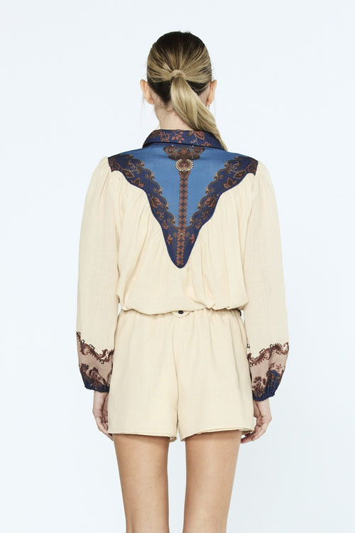 Load image 1 in gallery view. Sayla Paisley Print Long Sleeve Button-Up Top