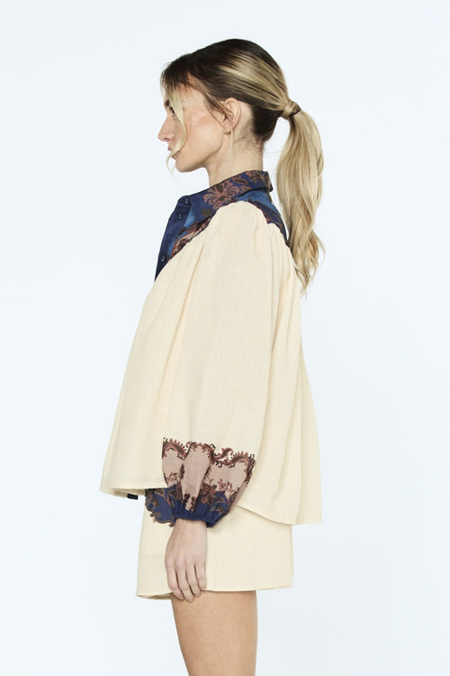 Load image 1 in gallery view. Sayla Paisley Print Long Sleeve Button-Up Top