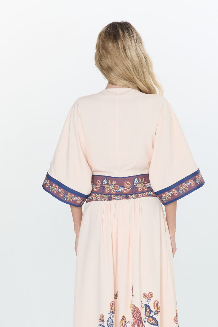 Lynette Bird Print Tie Front Top
