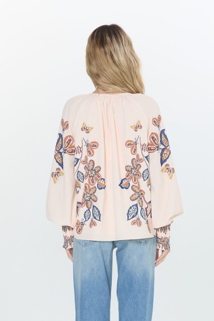 Ginevra Bird Print Long Sleeve Top