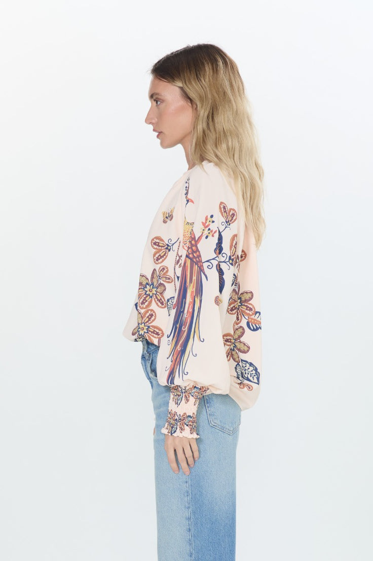 Ginevra Bird Print Long Sleeve Top