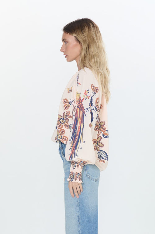 Load image 1 in gallery view. Ginevra Bird Print Long Sleeve Top