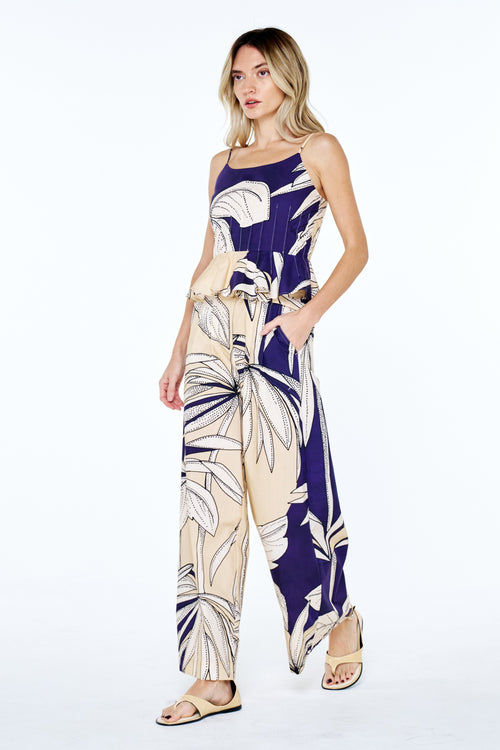 Cargar la imagen 1 en la vista de la galería. Leah Botanical Print Belted Wide Leg Pants