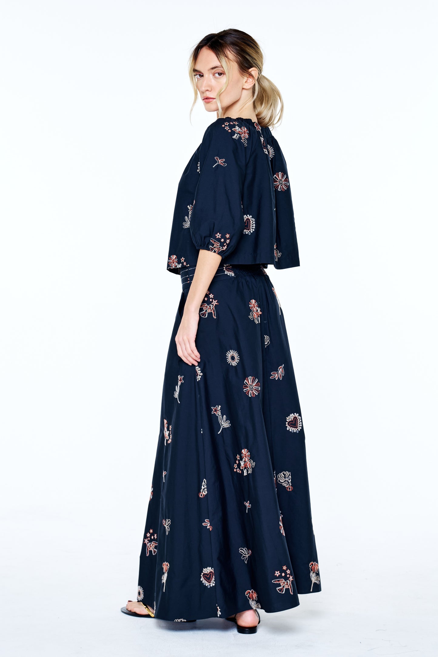 Azora Embroidered Maxi Skirt