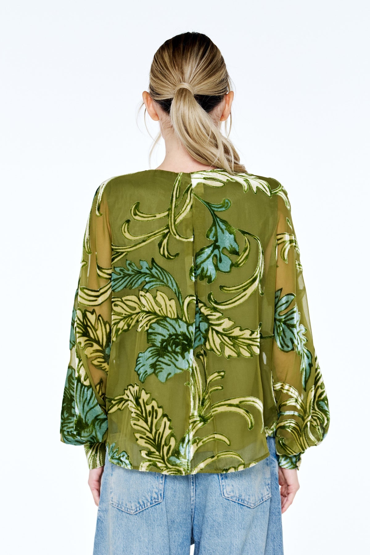 Cindy Velvet Burnout Long Sleeve Top