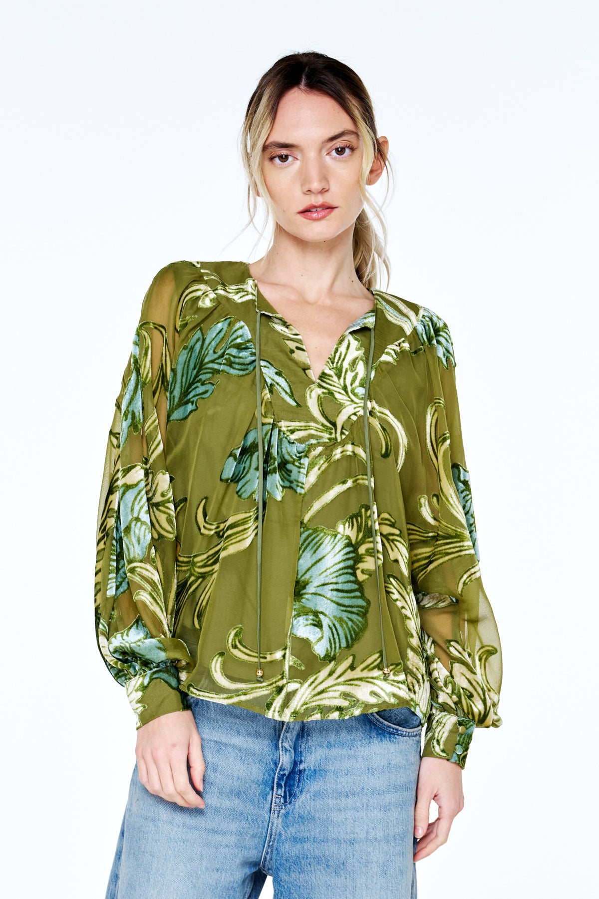 Cindy Velvet Burnout Long Sleeve Top
