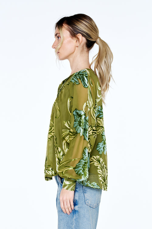 Load image 1 in gallery view. Cindy Velvet Burnout Long Sleeve Top