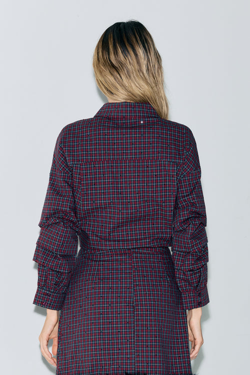 Load image 1 in gallery view. Galli Embellished Plaid	Button-Up Top