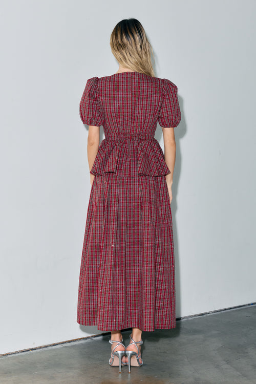Cargar la imagen 1 en la vista de la galería. Pheona Embellished Plaid Pleated Midi Skirt