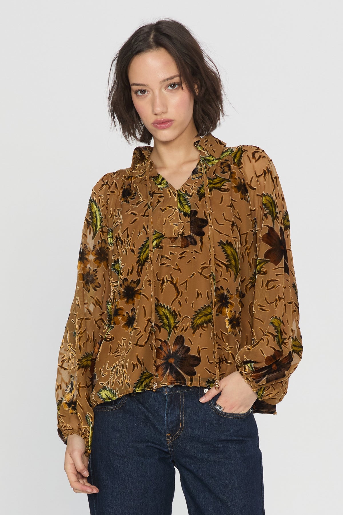 Elisa Velvet Burnout Long Sleeve Top