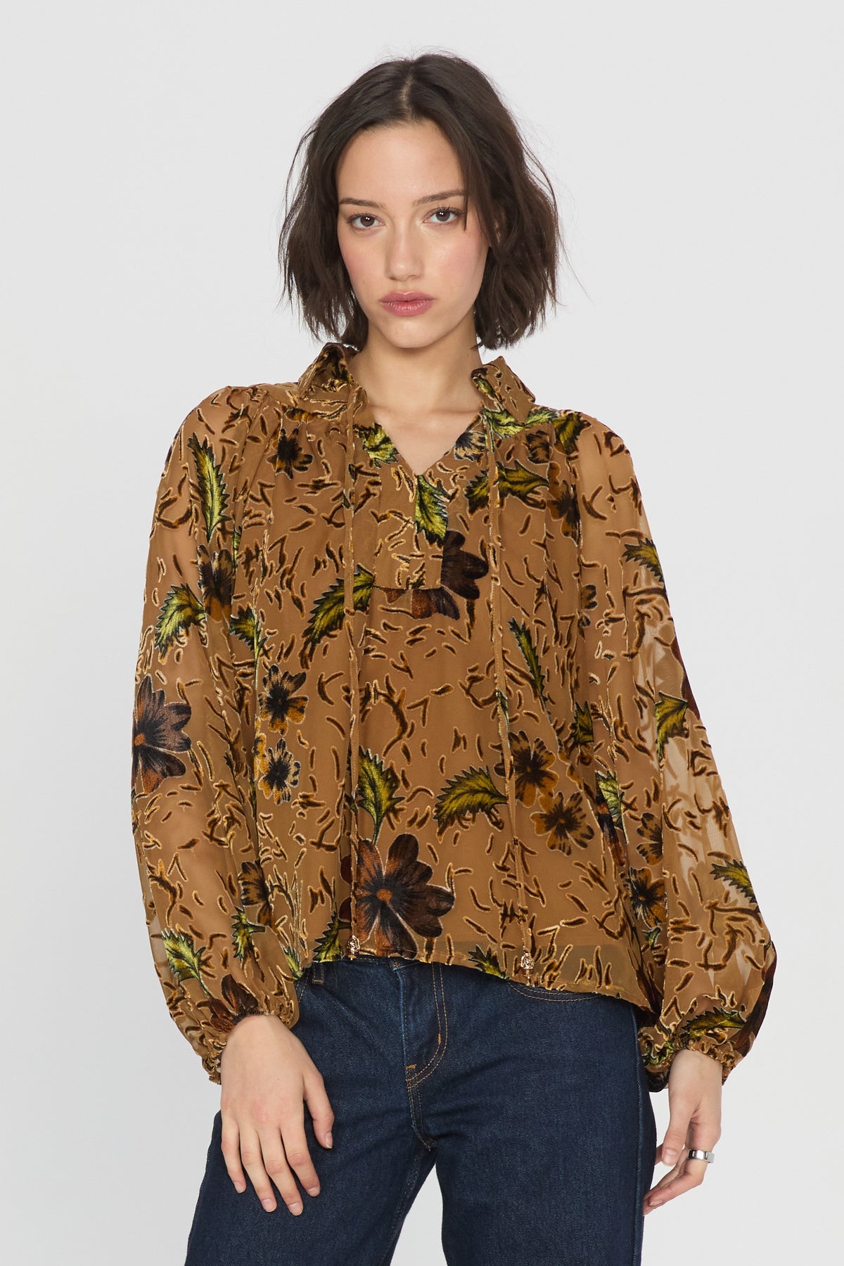 Elisa Velvet Burnout Long Sleeve Top