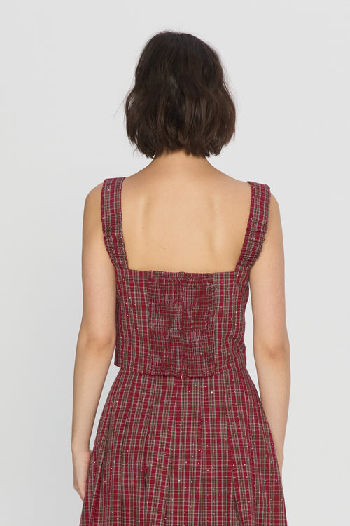 Cargar la imagen 1 en la vista de la galería. Ganna Embellished Plaid Bow Front Top