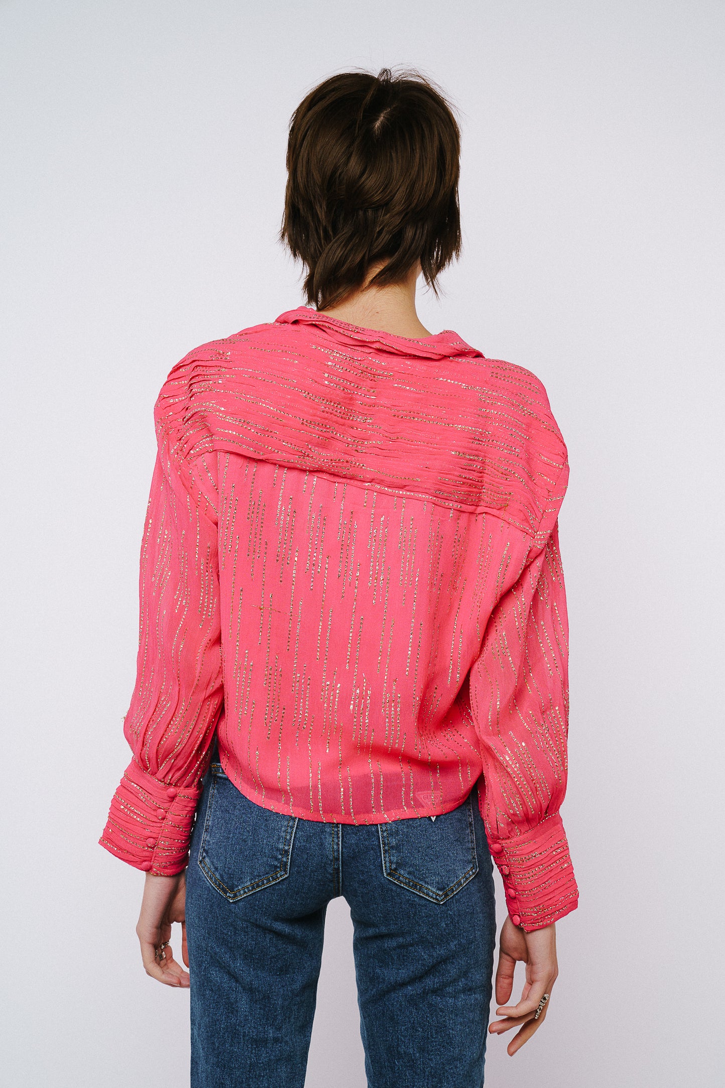Aurora Glitter Drop Button-Up Top