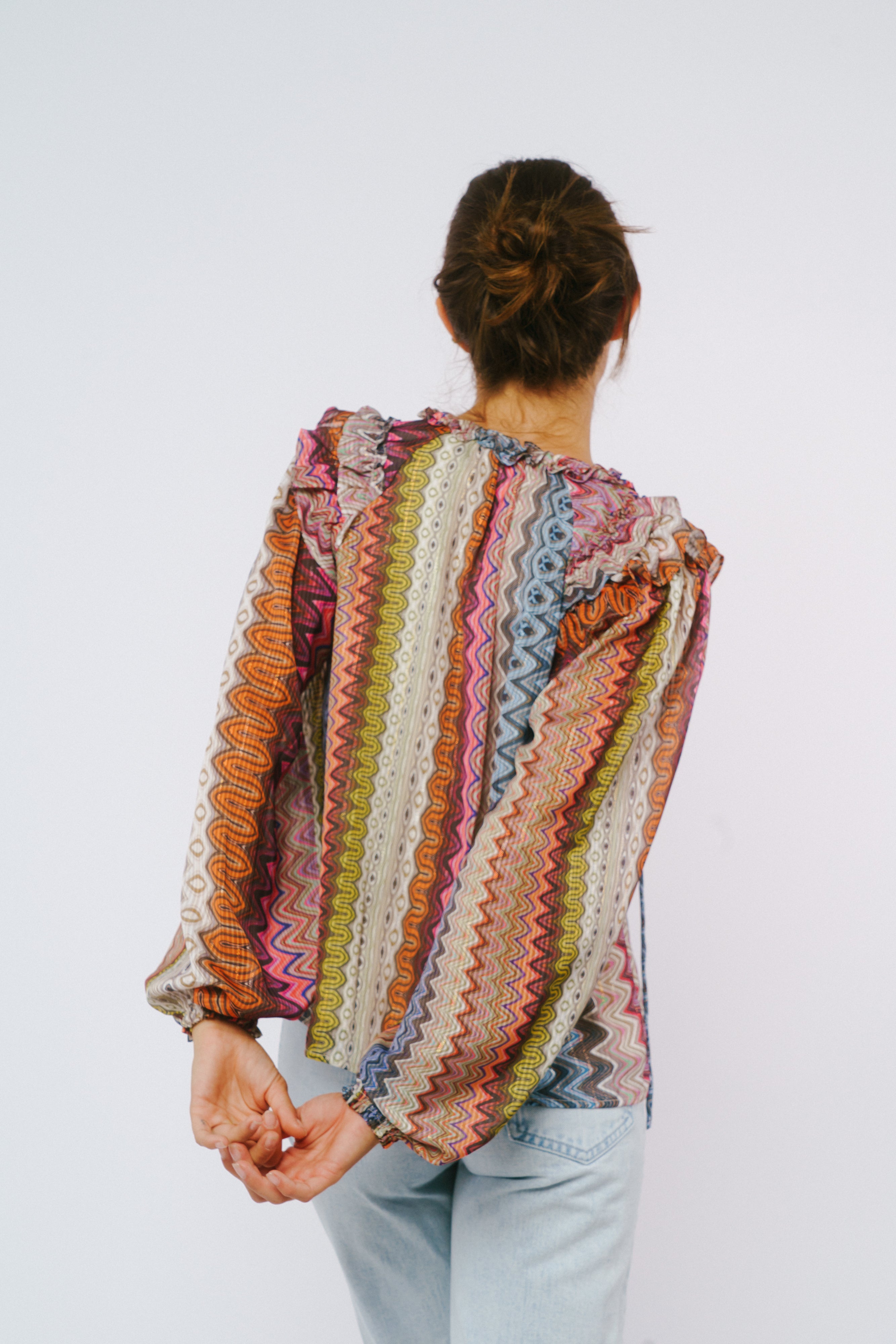 Ciebon Striped Flutter Sleeve Top