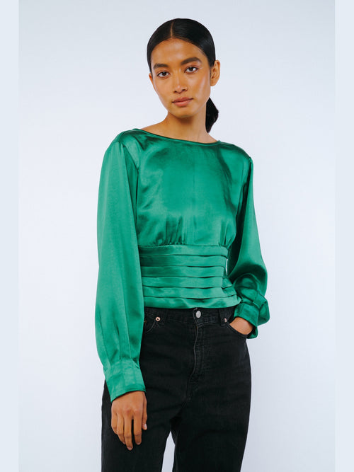 Load image 1 in gallery view. Fosi Long Sleeve Satin Top