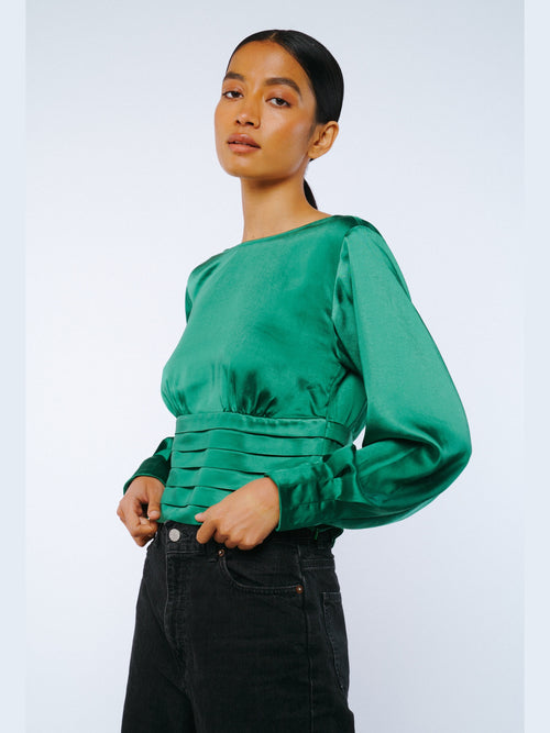 Load image 1 in gallery view. Fosi Long Sleeve Satin Top