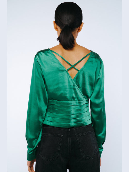 Load image 1 in gallery view. Fosi Long Sleeve Satin Top