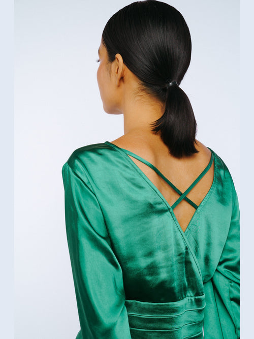 Load image 1 in gallery view. Fosi Long Sleeve Satin Top