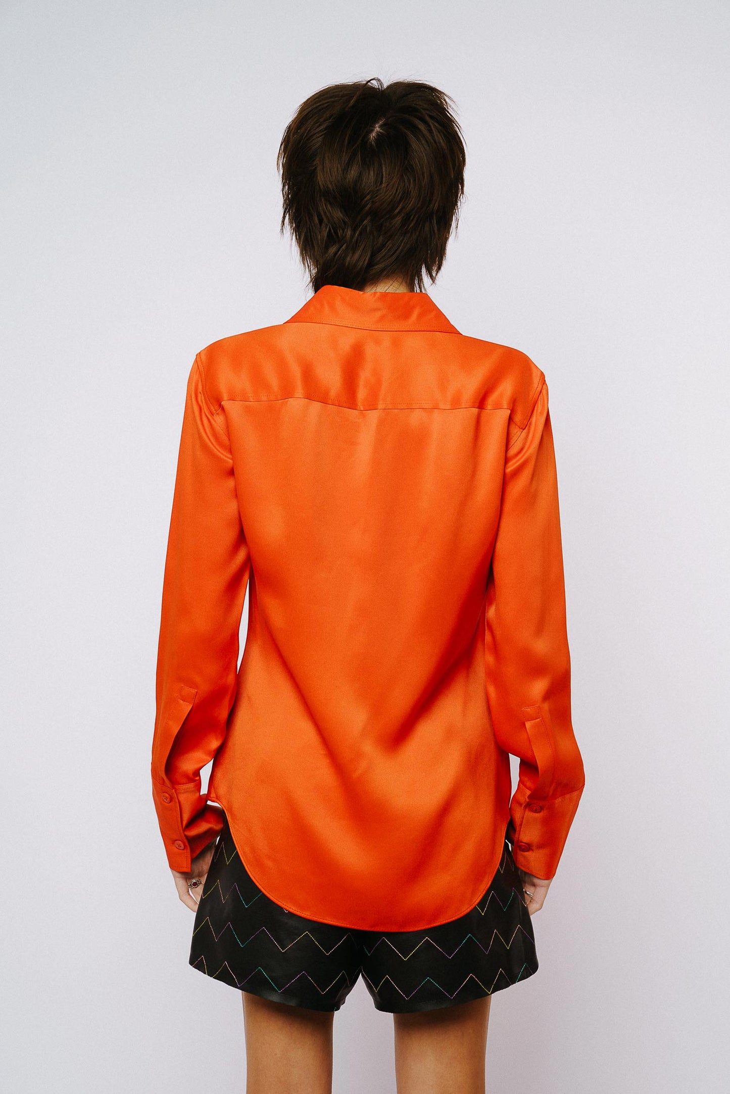 Jacque Collared Button-Up Satin Top