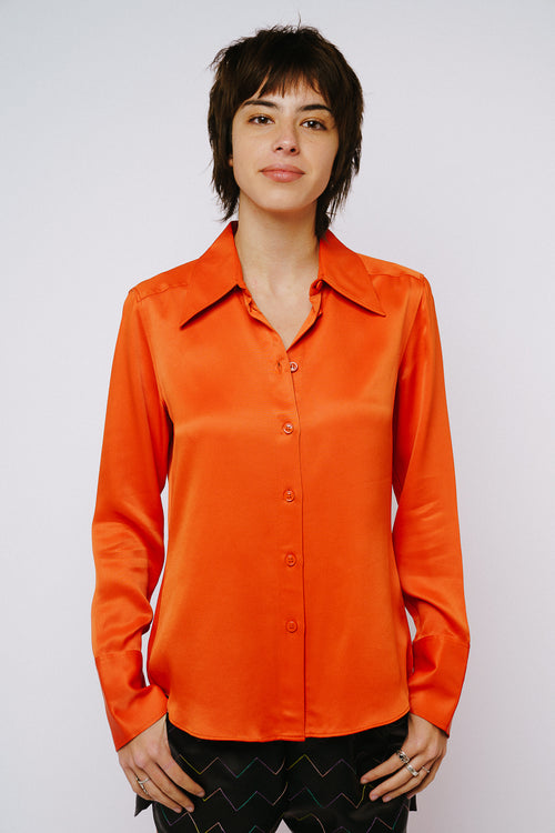 Cargar la imagen 1 en la vista de la galería. Jacque Collared Button-Up Satin Top