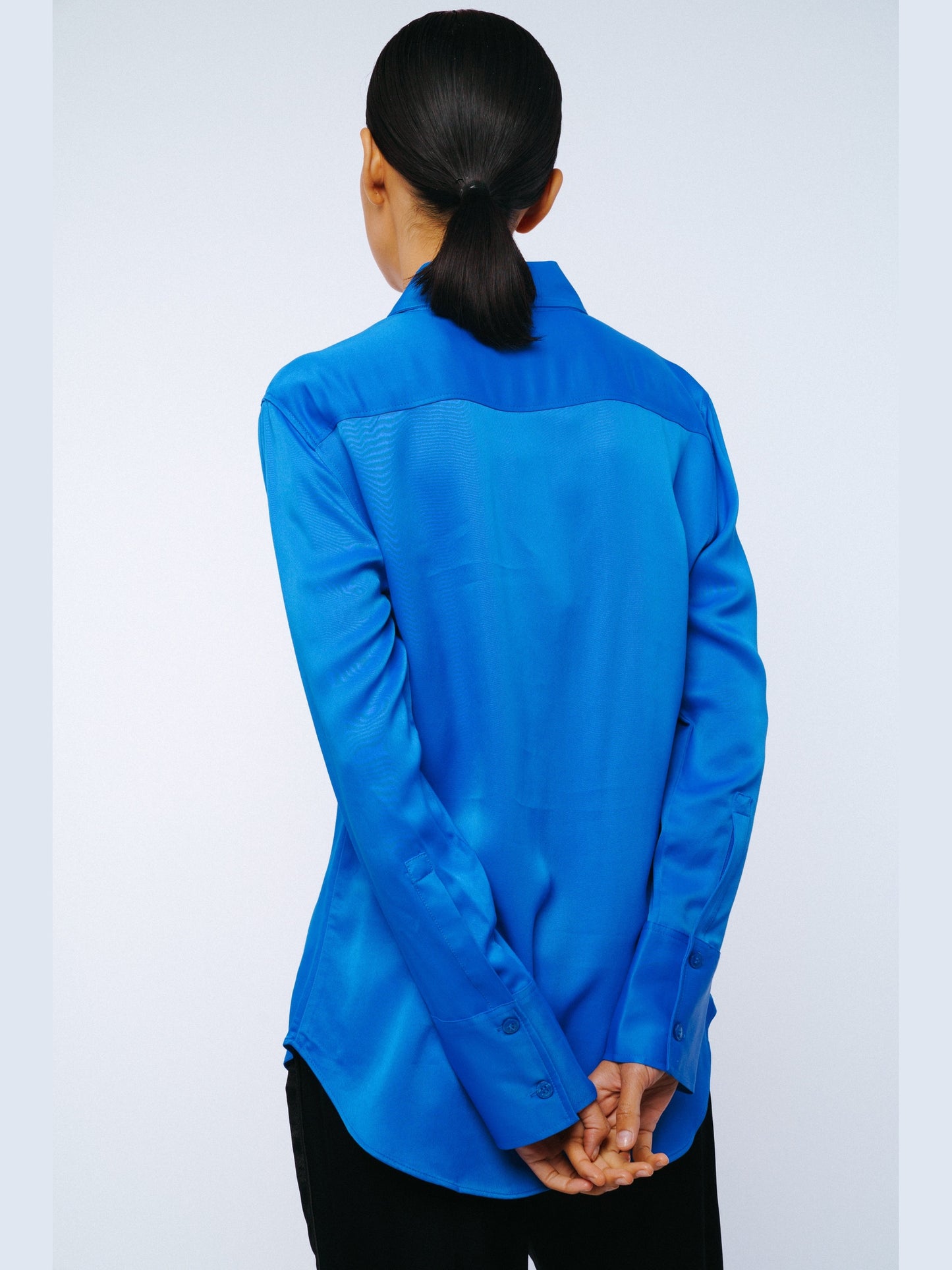 Jacque Collared Button-Up Satin Top