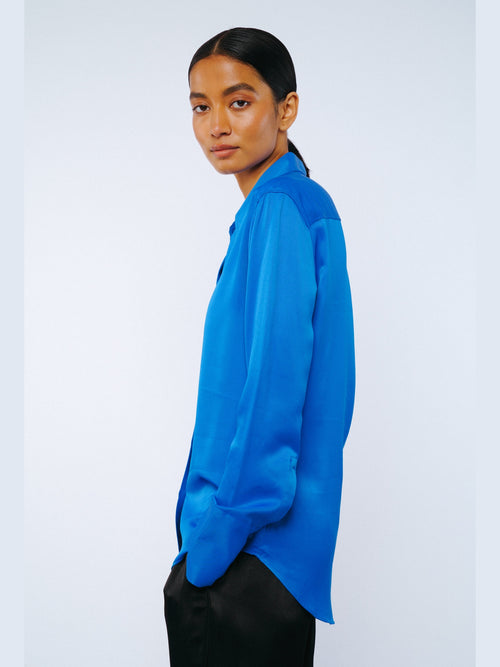 Load image 1 in gallery view. Jacque Collared Button-Up Satin Top