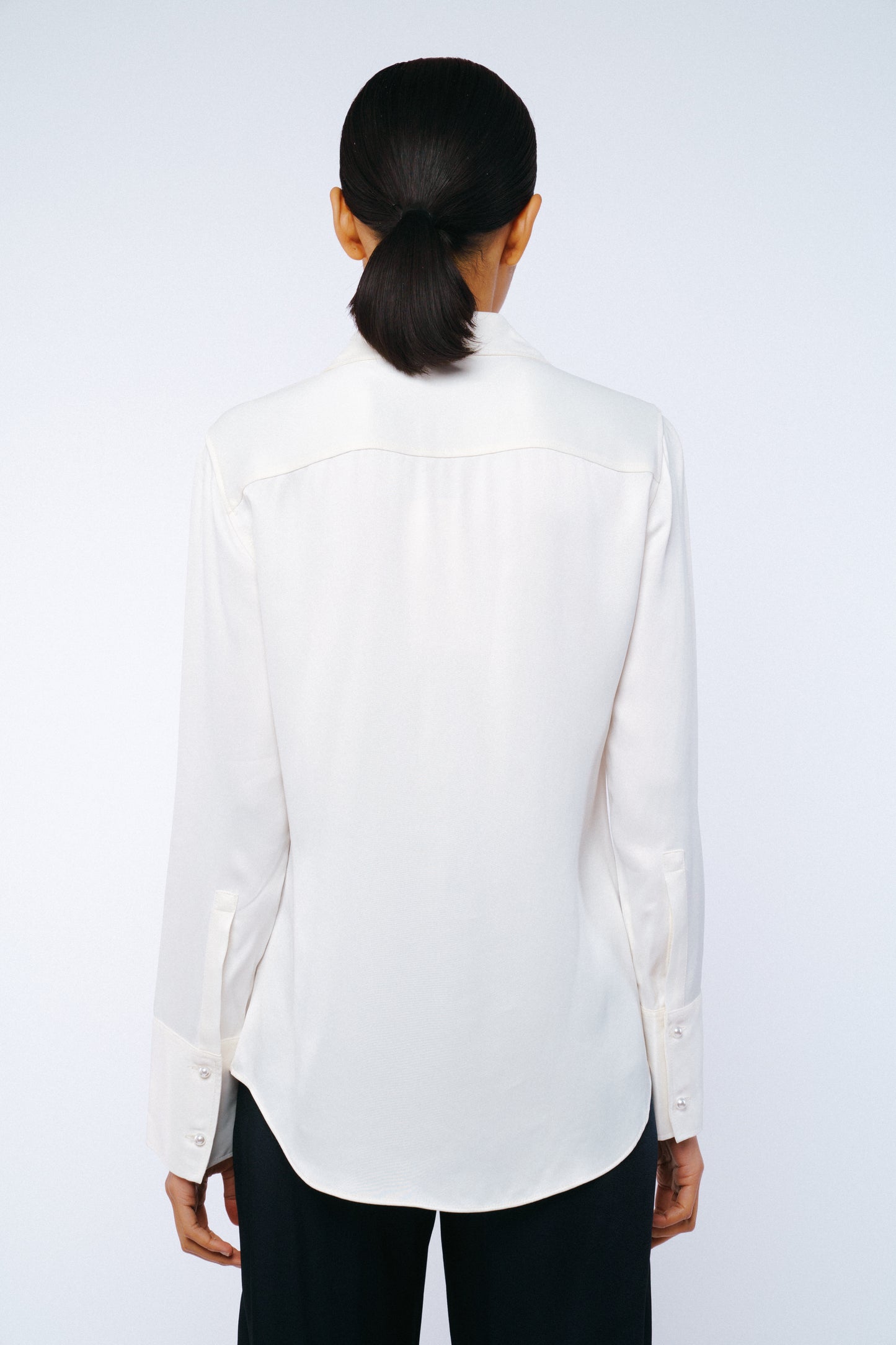 Jacque Collared Button-Up Satin Top