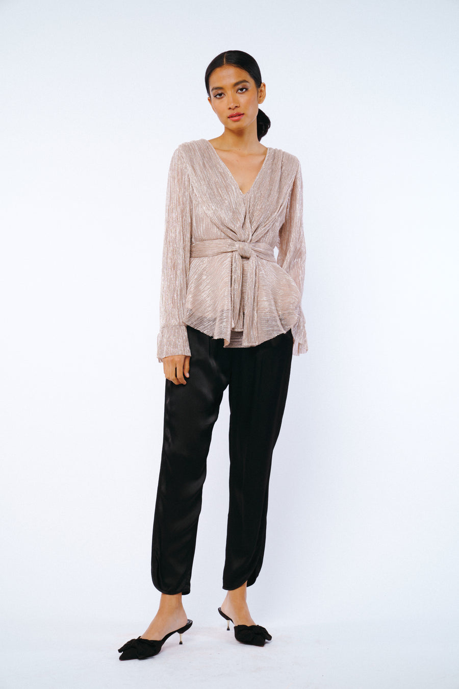 Gillisa Tie Front Glitter Top