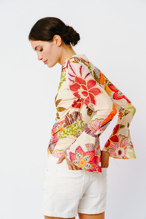 Load image 1 in gallery view. Kristi Mesh Tie Front Long Sleeve Top