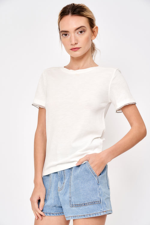 Load image 1 in gallery view. Laurel Beaded Short Sleeve Top