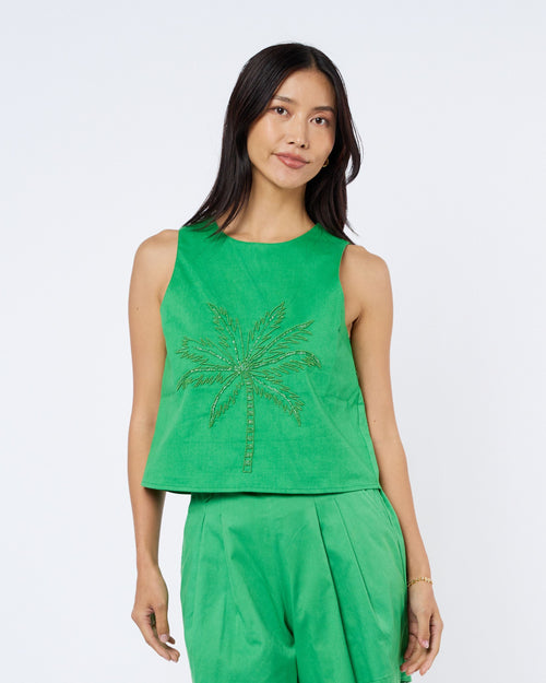 Load image 1 in gallery view. Berit Beaded Palm Sleeveless Top