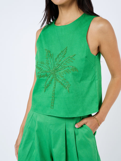 Load image 1 in gallery view. Berit Beaded Palm Sleeveless Top