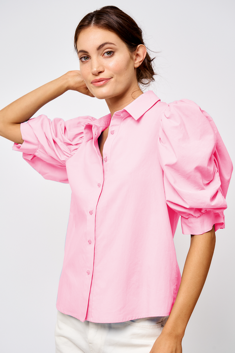 Afina Puff Sleeve Button Down Shirt