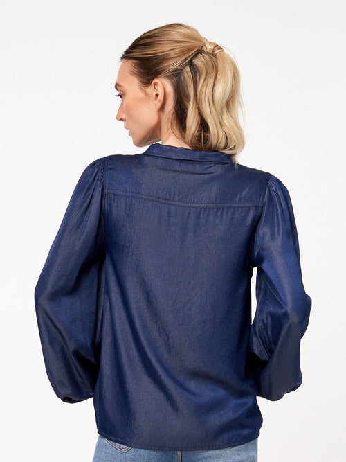 Load image 1 in gallery view. Xavia Denim Effect Long Sleeve Top