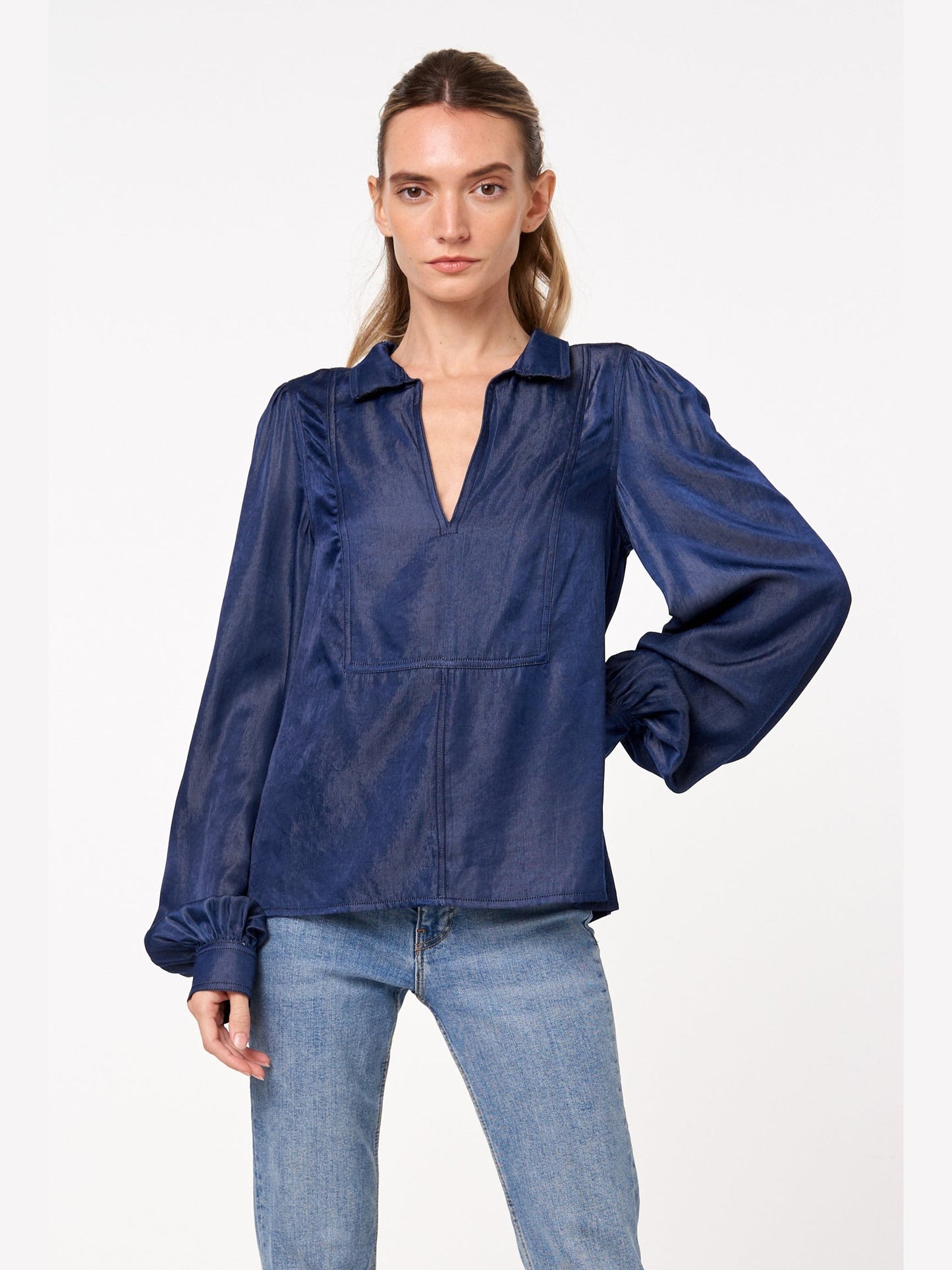 Xavia Denim Effect Long Sleeve Top
