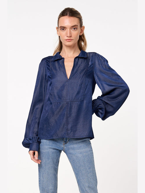 Load image 1 in gallery view. Xavia Denim Effect Long Sleeve Top