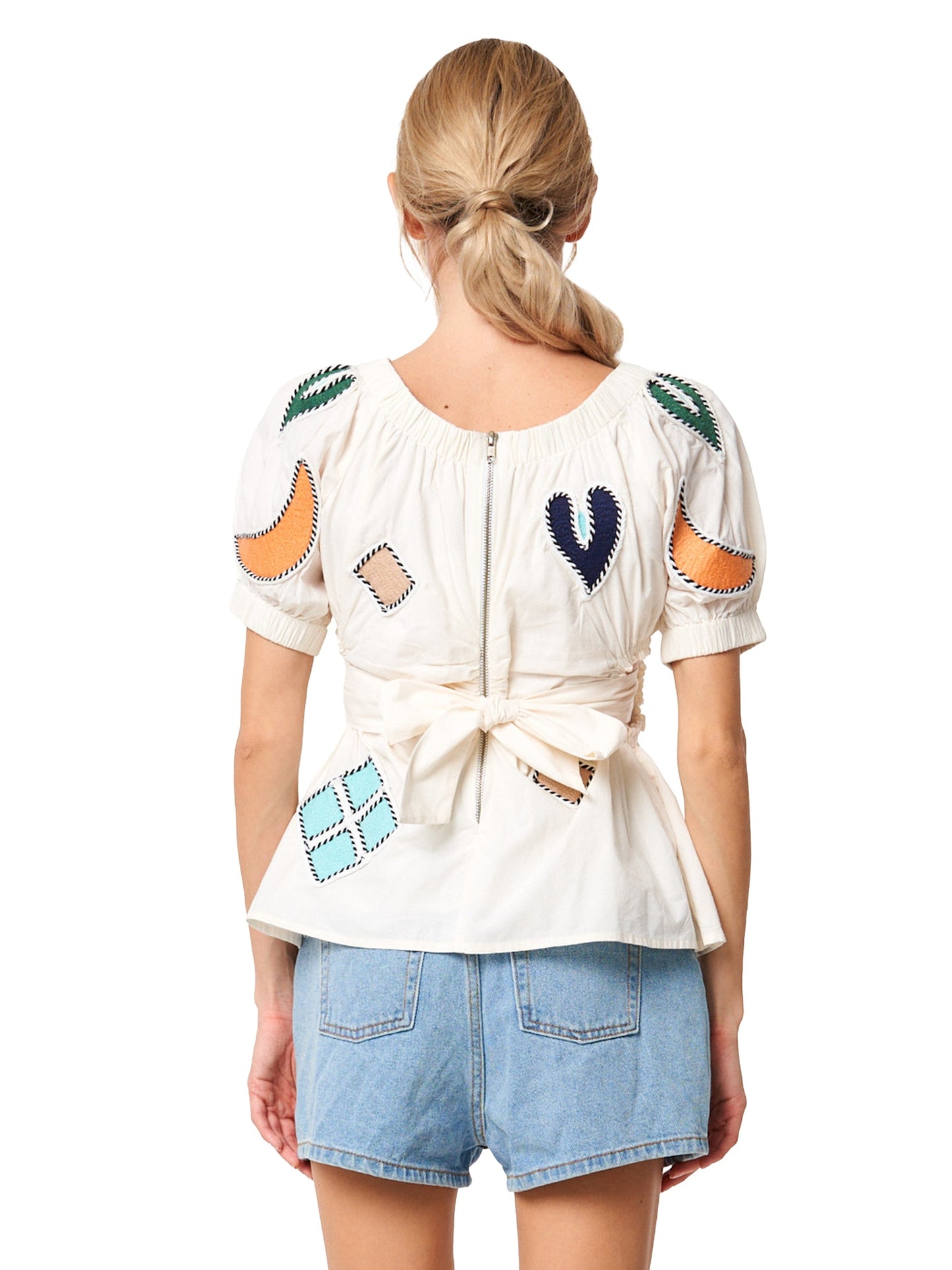 Gilda Embroidered Patchwork Tie-back Top