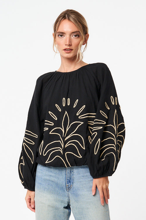 Cargar la imagen 1 en la vista de la galería. Blusa con mangas de obispo bordadas de Ginnie 