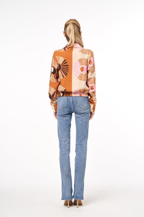 Load image 1 in gallery view. Stacia Printed Surplice Long Sleeve Top