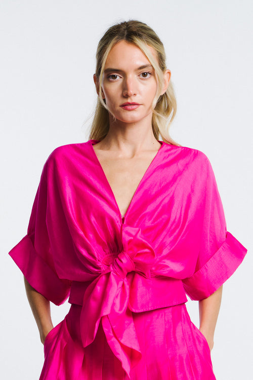 Load image 1 in gallery view. Clarisa Cropped Tie Front Top