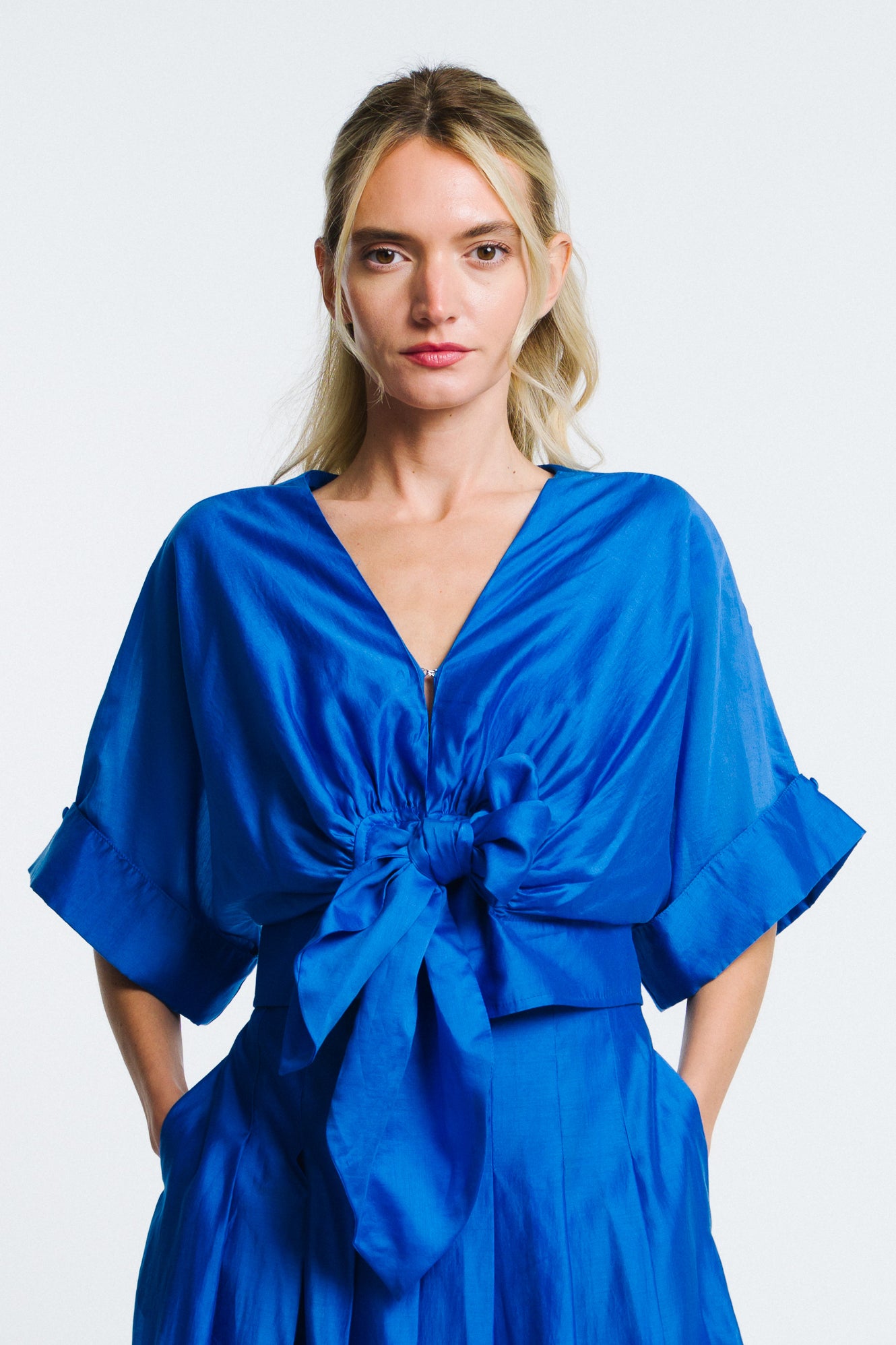 Clarisa Cropped Tie Front Top